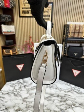 GUESS EMERA LOGO FLAP BAG WITH BOX AND DUST BAG (WHITE) 1004