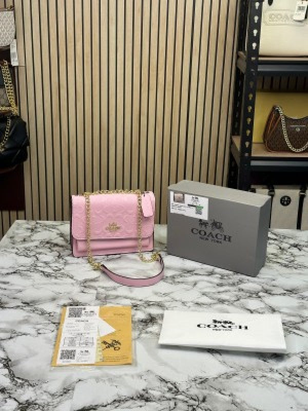 COAC  H KLARE EMBOSSED EDITION WITH OG BOX AND DUST BAG (PINK) (S18) DAMAGE BOX