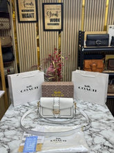 COAC  H GEORGIE SHOULDER BAG IN COLORBLOCK SIGNATURE CANVAS WITH RIVETS & OG BOX AND DUST BAG INCLUDING CARRY BAG [ FULL WHITE]