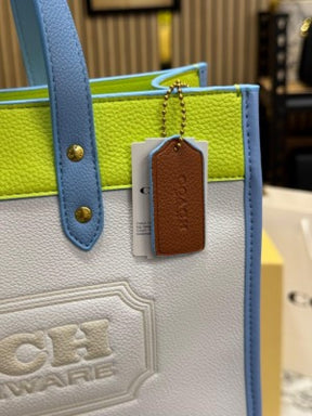 Coach  Field  Tote  Bag  Two  Tone  In  Colorblock  Signature  With  Double  Og  Box  And  DustBag  Including  CarryBag  (Yellow)