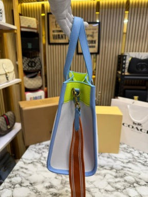 Coach  Field  Tote  Bag  Two  Tone  In  Colorblock  Signature  With  Double  Og  Box  And  DustBag  Including  CarryBag  (Yellow)