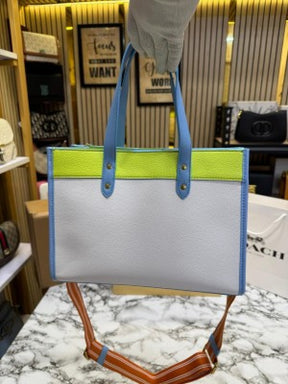 Coach  Field  Tote  Bag  Two  Tone  In  Colorblock  Signature  With  Double  Og  Box  And  DustBag  Including  CarryBag  (Yellow)