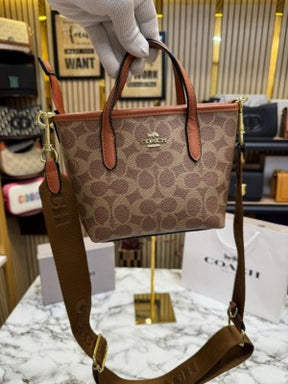 Coach  City  Mini  Tote  Bag  In  Signature  Canvas  With  Box  And  Dust  Bag  Including  CarryBag  (Brown)