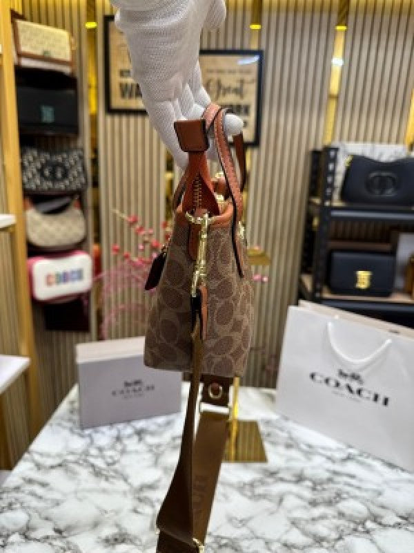 Coach  City  Mini  Tote  Bag  In  Signature  Canvas  With  Box  And  Dust  Bag  Including  CarryBag  (Brown)