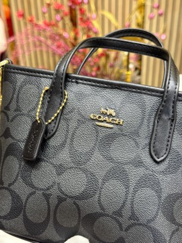 Coach  City  Mini  Tote  Bag  In  Signature  Canvas  With  Box  And  Dust  Bag  Including  CarryBag  (black)