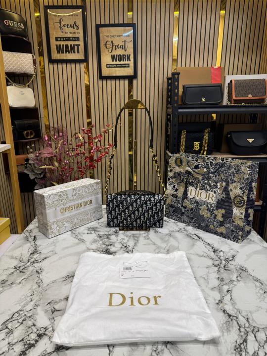 Christian  Dior  Caro  Logo  Shoulder  Bag  With  Box  And  Dust  Bag  Including  Carry  Bag  (Black White)