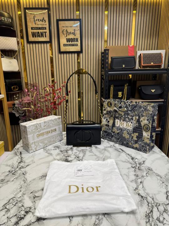 Christian  Dior  Caro  Logo  Shoulder  Bag  With  Box  And  Dust  Bag  Including  Carry  Bag  (Black)