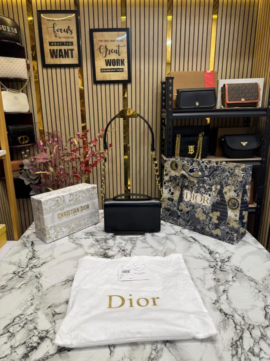 Christian  Dior  Caro  Logo  Shoulder  Bag  With  Box  And  Dust  Bag  Including  Carry  Bag  (Black)