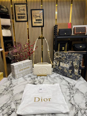 Christian  Dior  Caro  Logo  Shoulder  Bag  With  Box  And  Dust  Bag  Including  Carry  Bag  (Beige)