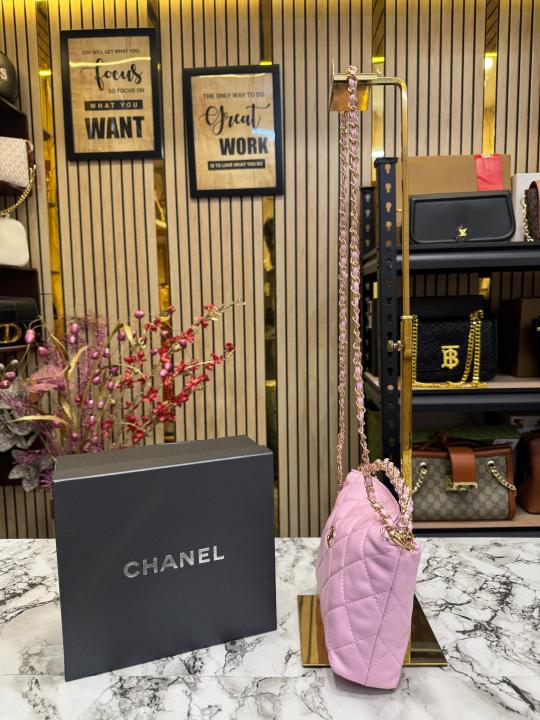 Chanel  Cavior  Quilted  Crossbody  Bag  Gold  Chain  With  Box  And  Dust  Bag  (Pink)