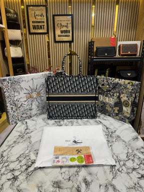 Christian  Dior  Book  Tote  With  Scarf  And  Logo  Pendent  Including  Box  Dustbag  And  CarryBag  (Black)