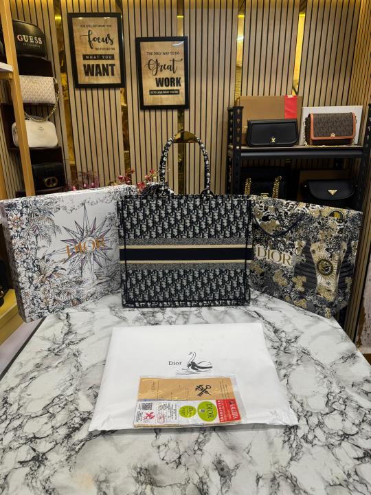 Christian  Dior  Book  Tote  With  Scarf  And  Logo  Pendent  Including  Box  Dustbag  And  CarryBag  (Black)