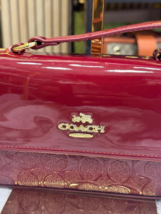 Coach  Hailey  Bold  Signature  Crossbody  Bag  With  Box  And  Dust  Bag  (Maroon)
