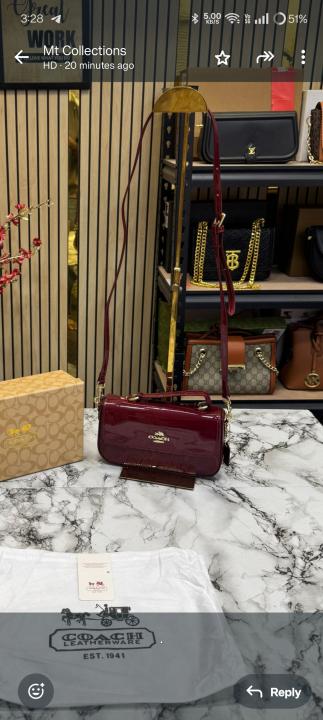 Coach  Hailey  Bold  Signature  Crossbody  Bag  With  Box  And  Dust  Bag  (Maroon)