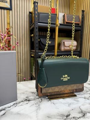 COAC  H KLARE HANDBAG WITH OG BOX AND DUST BAG PREMIUM QUALITY (GREEN)