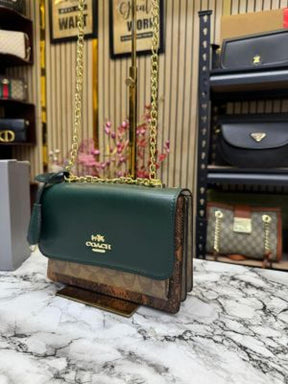 COAC  H KLARE HANDBAG WITH OG BOX AND DUST BAG PREMIUM QUALITY (GREEN)