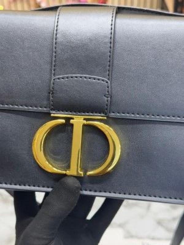 CHRISTIAN DIO  R MONTAIGNE FLAP BAG WITH OG DOUBLE BOX INCLUDING CARRY BAG PREMIUM QUALITY (BLACK)