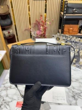 CHRISTIAN DIO  R MONTAIGNE FLAP BAG WITH OG DOUBLE BOX INCLUDING CARRY BAG PREMIUM QUALITY (BLACK)