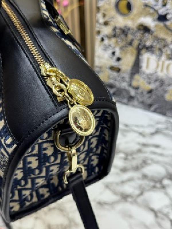 Dior  Oblique  Canvas  Boston  Bag  With  Box  And  DustBag  Including  CarryBag  (Blue)