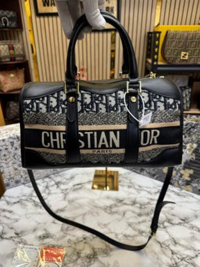Dior  Oblique  Canvas  Boston  Bag  With  Box  And  DustBag  Including  CarryBag  (Black)