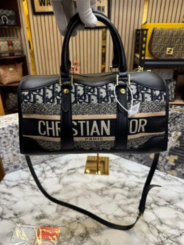 Dior  Oblique  Canvas  Boston  Bag  With  Box  And  DustBag  Including  CarryBag  (Black)