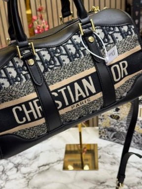 Dior  Oblique  Canvas  Boston  Bag  With  Box  And  DustBag  Including  CarryBag  (Black)