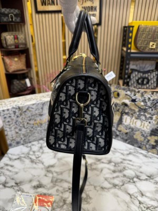 Dior  Oblique  Canvas  Boston  Bag  With  Box  And  DustBag  Including  CarryBag  (Black)