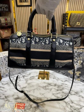 Dior  Oblique  Canvas  Boston  Bag  With  Box  And  DustBag  Including  CarryBag  (Black)