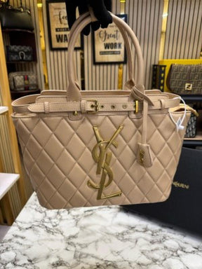 YSL Yves Saint Laurent Maxi Tote Bag With Box And Dust Bag (Khaki)