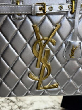 YSL Yves Saint Laurent Maxi Tote Bag With Box And Dust Bag (Silver)