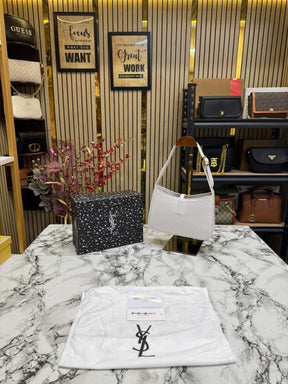 Yves Saint Laurent Ysl Hobo Shoulder Bag With Box And Dust Bag (White)