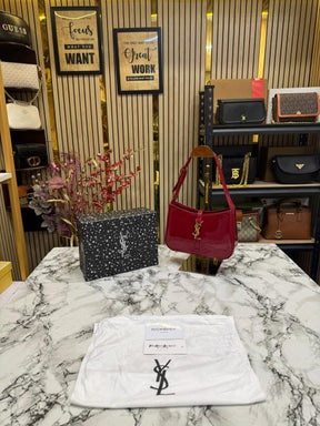 Yves Saint Laurent Ysl Hobo Shoulder Bag With Box And Dust Bag (Maroon)