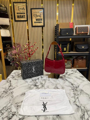 Yves Saint Laurent Ysl Hobo Shoulder Bag With Box And Dust Bag (Maroon)