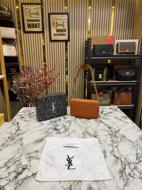 Yves Saint Laurent Ysl Sunset Shoulder Bag With Box And Dust Bag (Brown)
