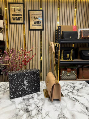Yves Saint Laurent Ysl Sunset Shoulder Bag With Box And Dust Bag (Apricot)