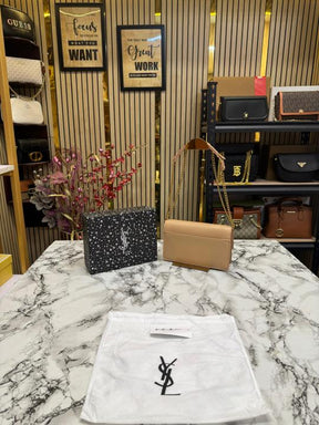Yves Saint Laurent Ysl Sunset Shoulder Bag With Box And Dust Bag (Apricot)