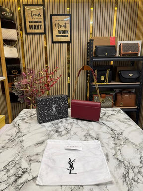 Yves Saint Laurent Ysl Sunset Shoulder Bag With Box And Dust Bag (Wine)