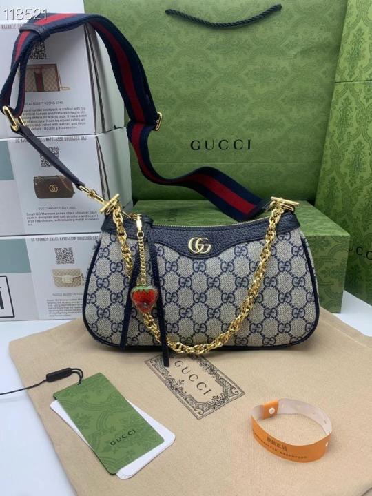GUCC  I Brown monogram Ophidia GG leather shoulder bag WITH BOX