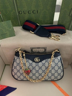 GUCC  I Brown monogram Ophidia GG leather shoulder bag WITH BOX