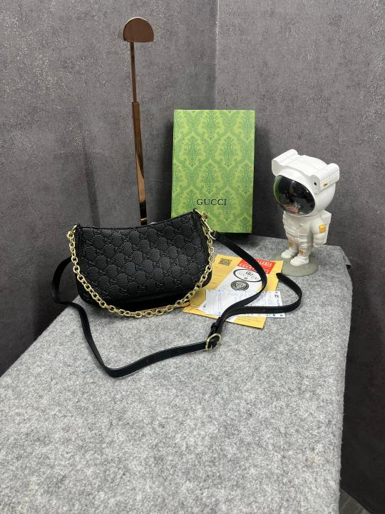 Gucci  GG  Emblem  Black  Small  Shoulder  Bag  With  OG  Box  &  Dust  Bag  815263  Black