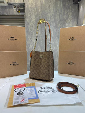 Coach  mollie  signature  bucket  bag  with  extra  long  sling  and  carry  bag  &  OG  box  5422