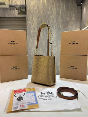 Coach  mollie  signature  bucket  bag  with  extra  long  sling  and  carry  bag  &  OG  box  5423