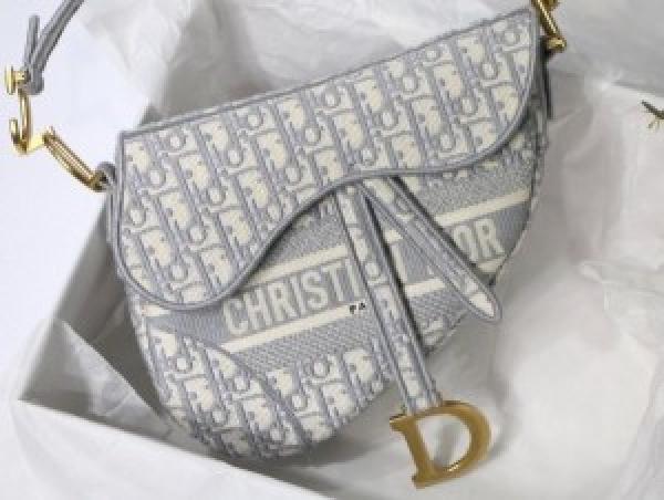 Christian  Dior  Saddle  Grey  Bag  With  Box  Bill  Dust  Bag  &  Sling  Belt  carrybag  554
