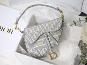 Christian  Dior  Saddle  Grey  Bag  With  Box  Bill  Dust  Bag  &  Sling  Belt  carrybag  554