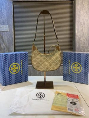 Tory  Burch  T  Monogram  Crescent  Shoulder  Bag  (Brown)  5367