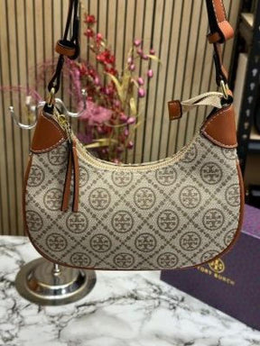 Tory  Burch  T  Monogram  Crescent  Shoulder  Bag  (Brown)  5367