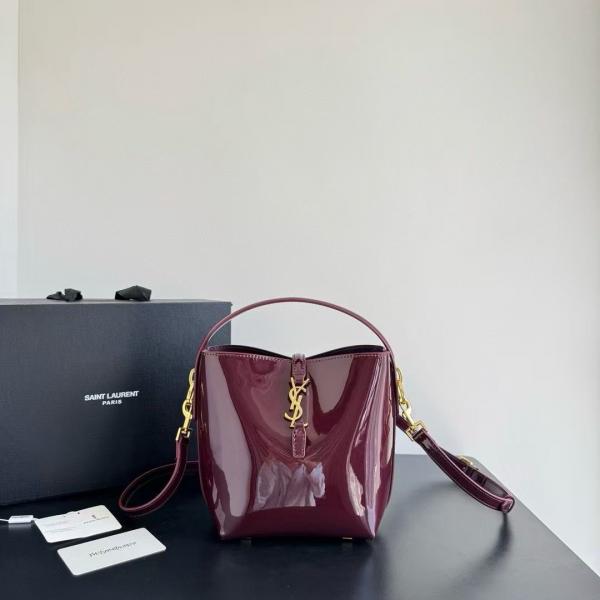 Ysl bucket bag with og box(535 mirror wine red)