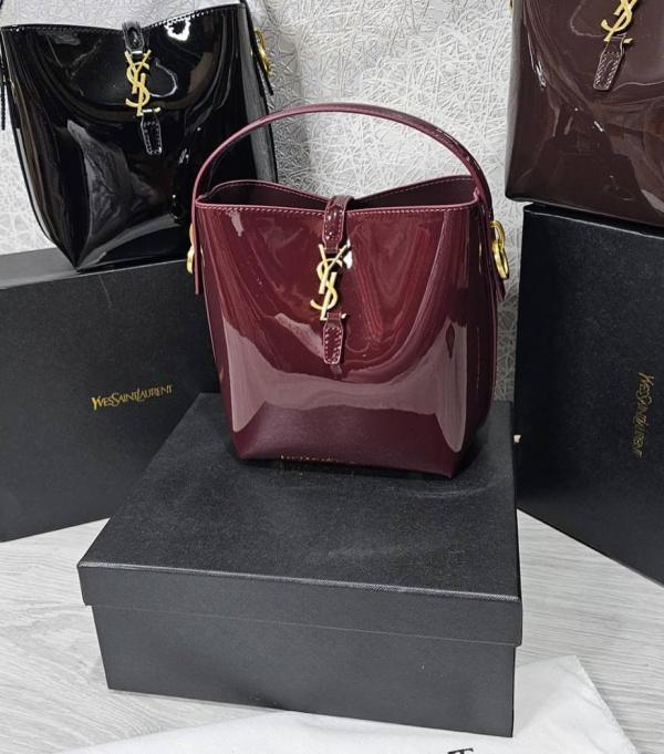 Ysl bucket bag with og box(535 mirror wine red)