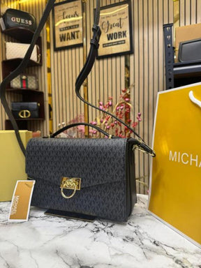 Michael  Kors Hendrix Signature Shoulder Bag With Box Dust Bag Including Carry Bag (Black)