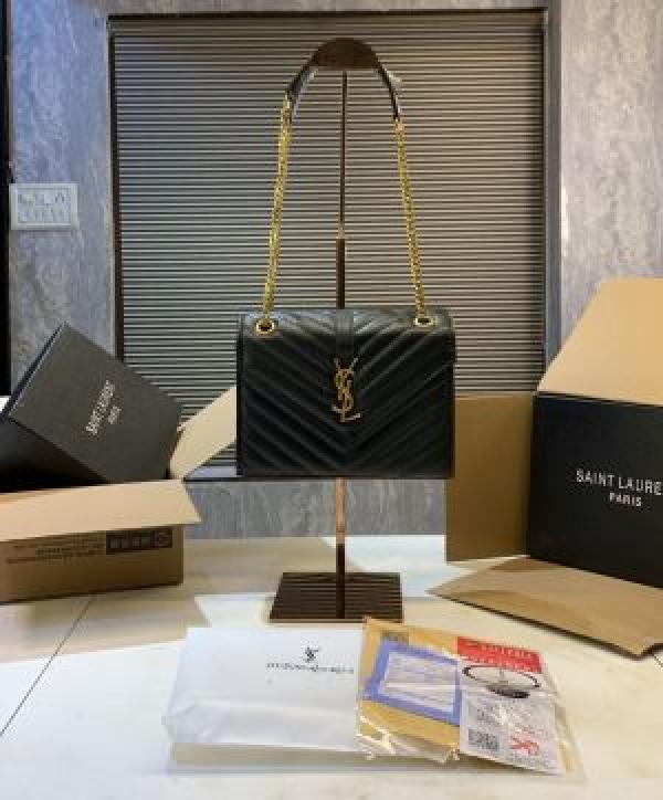 YSL SAINT LAURENT COLLEGE MEDIUM CHAIN BAG  khaki dubble box packing 5376